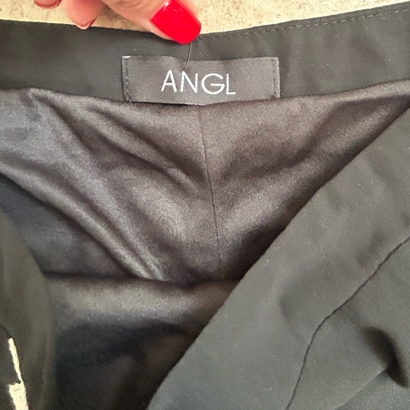 ANGL Sheer Black And White Embroidered Wide Leg Pallazo Pants Size Small - Picture 7 of 12